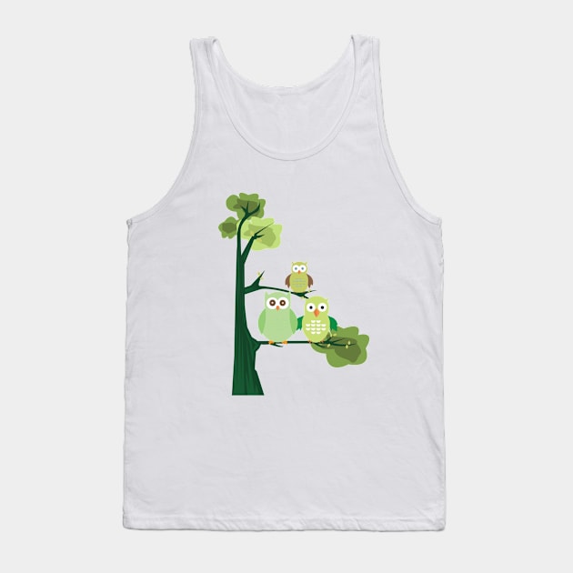 Green Owls Tank Top by adamzworld